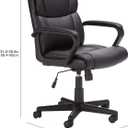 Amazon Basics Office Task Chair with Adjustable Height, 360° Swivel, Padded Armrests, Mid-Back, Rolling, 275 Pound Capacity, 24.2"D x 24"W x 34.8"H, Black Faux Leather, 24.2"D x 24"W x 38.6"H