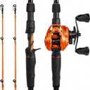 KastKing Lethal Blaze Twin-tip Fishing Rod and Reel Combo, Spinning & Baitcaster Combo, Flame Pattern Design, IM6 Graphite 2Pc Rod with Backup Tip Section, Stainless-Steel Guides, EVA Handle