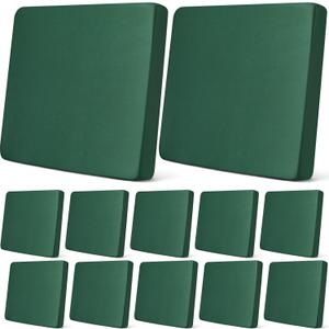 Newwiee 12 Pcs Patio Outdoor Cushion Covers Replacement Waterproof Stretch Sofa Couch Cushion Covers Washable Individual Couch Slipcovers Set Furniture Protector for Pets(20-27 Inch,Dark Green)