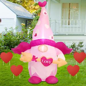 Juegoal Valentine Inflatable Cupid Gnome, Lighted Blow Up Pink Swedish Gnomes with Arrow, Indoor Outdoor Valentines Wedding Xmas Decor, Built in LED Light Up Holiday Lawn Yard Garden Decorations, Valentine, Male