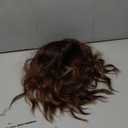 Lativ Brown Highlights Wig with Bangs Short Wigs for Women Bob Wavy Curly Synthetic Hair Heat Resistant Natural Appearance for Everyday Cosplay Use, 14 Inch