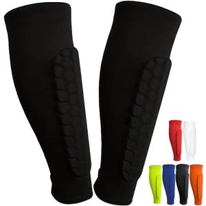 Soccer Shin Guards Shin Pads for Kids Youth Adult, Calf Compression Sleeve with Honeycomb Pads, Lightweight Calf Protective Soccer Gear for Football Baseball Boxing (Medium, Black)