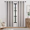 jinchan Linen Textured Curtain 84 Inch Long for Living Room Light Filtering Thermal Insulated Grommet Top Window Drape for Bedroom 52x84 Stone White 1 Panel