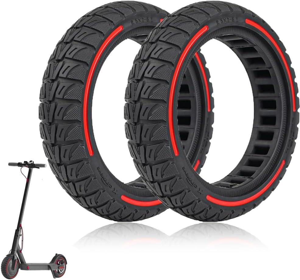 8.5x2-6.1 Solid Rubber Tire for Xiaomi M365/PRO/PRO2/1S/Mi 3/Gotrax GXL/XR/V2/Hiboy S2 Electric Scooter Accessories - Anti-Slip, Puncture Proof (Red)