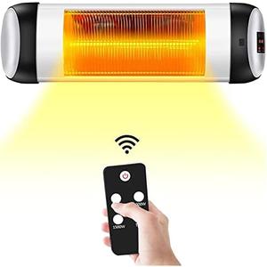 Outdoor Patio Heater, Trustech Infrared Heater with1500W, Remote Control and Timer, Indoor/Outdoor Heater with Overheat Shut Off Protection, Quiet Operation for Patio Use, Backyard,Garage,Wall Mount