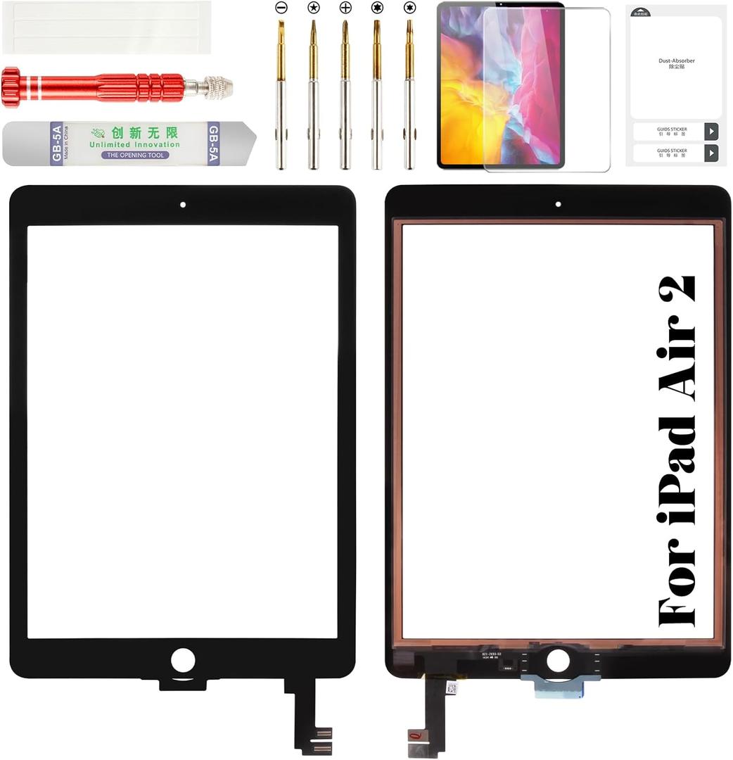for iPad Air 2 Screen Repair Kit for iPad Air 2 Digitizer Replacement A1566 for iPad Air 2 Touch Screen Replacement A1567 Without Home Button Black (Without LCD)