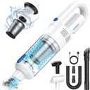 Handheld Car Vacuum Cleaner Cordless: 9500PA Powerful Suction Portable Lightweight Hand Held Vacuum - Large Capacity Battery Last Long Wireless Mini Vacuum With LED Light For Home Office Cleaning (White Blue)
