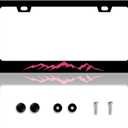 Pink Mountain License Plate Frame Mountains License Plate Holder Personalise Stainless Steel Funny Design Compatible with Standard License Plate Frames for USA and Canada 6 X 12 Inch with Screws