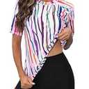 Halcurt Padded Rashguard UPF 50 Bathing Suit with Boyleg Shorts Short Sleeve 2XL