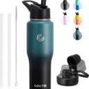 COKTIK Water Bottle Insulated, 32 oz Water Bottles Straw Lid, Spout Lid, Cold for 36 Hrs, Hot for 18 Hrs, Cup Holder Friendly Leakproof(Indigo Crush)