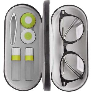 2 in 1 Double Use Portable Glasses Case Set Compatible with Contact Lens and Eyeglasses Case