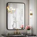 20X28 Inch LED Bathroom Mirror with Lights,Wall Mounted Lighted Mirrors with Non-Rusting Black Metal Frame Anti-Fog Memory Funtion Stepless Dimmable,6000K(Horizontal&Vertical)