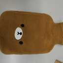 samply Hot Water Bottle with Cute Fleece Cover, Hot Water Bag for Hot and Cold Compress, Hand Feet Warmer, Neck and Shoulder Pain Relief, Brown Bear