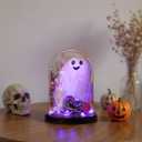 2 x Halloween Decorations Indoor, Ghost Decor Lighted Ghost in Plastic Dome Cloche, Halloween Decor Cute Spooky Ghost Decor for Tabletop Mantel Display