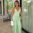 Womens Summer 2 Piece Maxi Skirt Sets Sexy Halter V Neck Backless Thong Bodysuits Wrap Beach Cover Ups Vacation Outfits (XL)