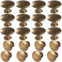 HUGOLEM 20 Pack Brass Round Antique Brass Kitchen Cabinet Knobs Cupboard Door Knobs Drawer Handle Pulls Dresser Knobs with 21 Pcs Screws for Bathroom Drawer Door Hardware