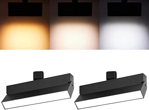VANoopee 3-Color Dimmable LED Track Lighting Heads H Type Bright Track Light Heads Ceiling Spotlight Fixtures for Kitchen, 3000K 4000K 5000K, Flood Wide Beam 100°, Flicker Free CRI90+ Black 24W 2 Pack