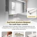 Ceiling Curtain Track Set - Dual Track Ceiling & Wall Mount 3ft-6ft, Heavy-Duty Double Track Rails with Silent Slides, Room Divider Double Track System, Includes Hooks/Clips/Brackets, White