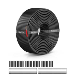 NAOEVO 20 Gauge Wire 2 Conductor Electrical Wire, 20 AWG Stranded PVC Cord, 12V Low Voltage/Tinned Copper/Flexible Cable for Automotive Wiring, Lamp Cord, Marine Cable (50FT)