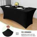 Obstal 4ft Stretch Spandex Table Cover - 4 Pack Universal Rectangular Fitted Tablecloth Protector for Wedding, Banquet and Party, Black