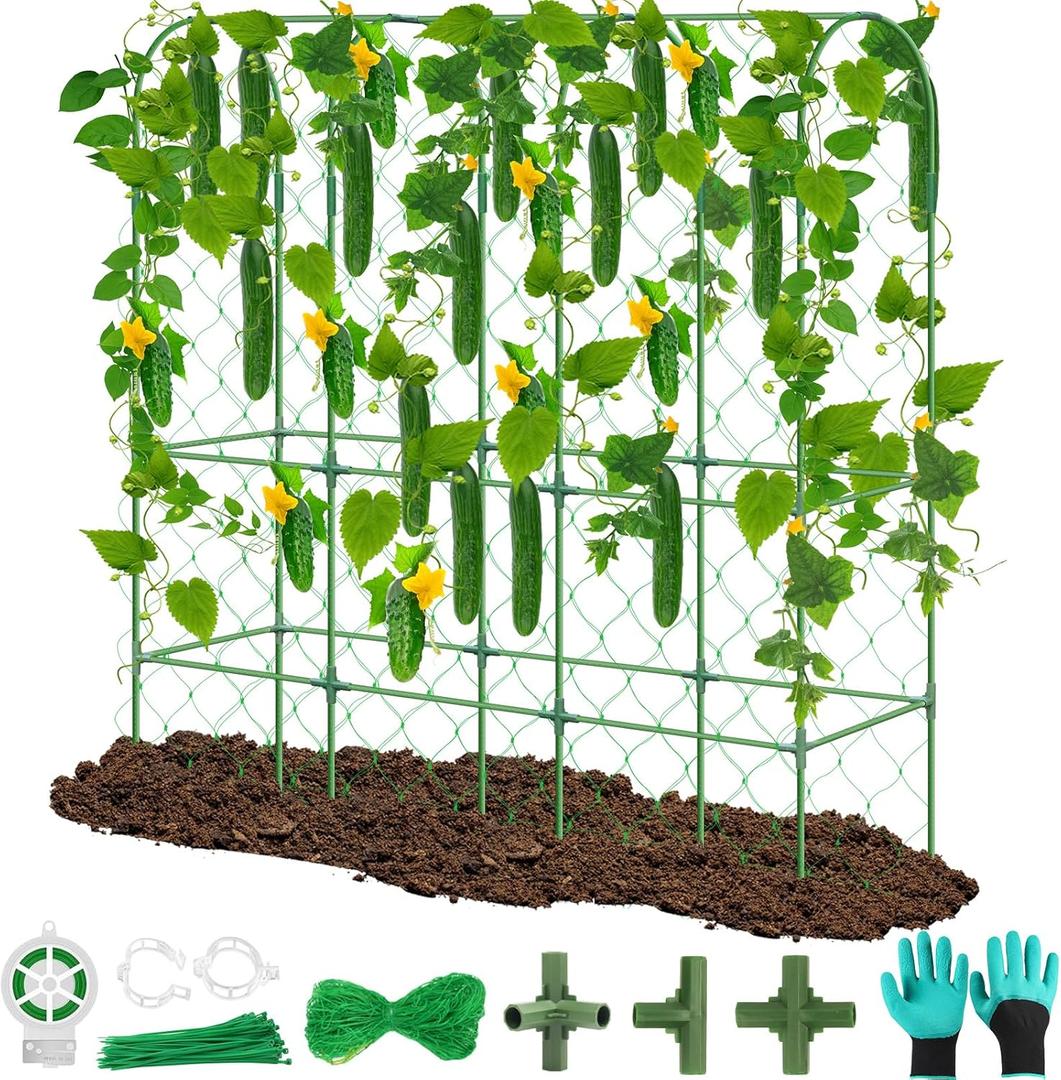 65"48" Upgrade Heightened Cucumber Trellis for Raised Bed, U-Shape Garden Trellis for Climbing Plants Outdoor, Metal Arch Vegetables Trellis, Cucumber Trellis for Fruit Vegetable Flower