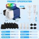 Submersible Pump RGB Pond Filter System Kits,3-in-1 Pond Filter Fountain with Colorful Light,660GPH Ponds Filter Box,Multi-layer Filtration, Applicable to Garden Fish Pond,Water Feature-bule