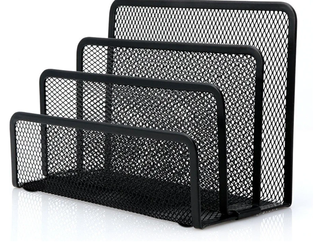Desk Mail Organizer, File Holder Letter Sorter with 3 Vertical Upright Metal Mesh Compartments Document, Filing, Folders, Mail, Paper Organizer for Home or Office Desktop (1PCS)