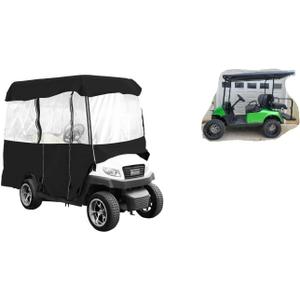 Black Rain Cover Enclosure for Lifted Golf Cart w/Long Roof EZGO Club Yamaha