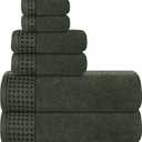 GLAMBURG 100% Cotton Ultra Soft 6 Pack Towel Set, Contains 2 Bath Towels 28x55 Inches, 2 Hand Towels 16x24 Inches & 2 Wash Cloths 12x12 Inches, Compact Absorbent Lightweight & Quickdry - Olive Green