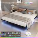 Floating Bed Frame Full Size,Full Bed Frame with LED Lights & Outlets