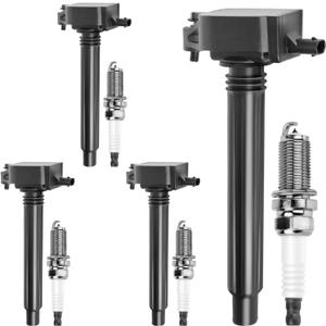 Ignition Coil Pack and Iridium Spark Plugs Set of 4 Compatible with Jeep Cherokee 2014-2022/Renegade 2015-2021/Compass 2018-2022 & Chrysler 200 & Dodge Dart & Fiat 500X & Ram ProMaster City L4 2.4L