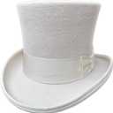 Wool Felt Top Hat Wedding Uncle Sam 7" Tall Topper Hats for Women Men (7 3/8, Off-white)