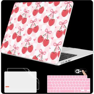 Mektron for 2026 MacBook Air 13-inch M5 Laptop Case A3449 with 13.6-inch Liquid Retina Display Fits 2025 A3240 M4 2024 A3113 M3 2023 A2681 M2 Printed Shell for MacBook Air 13.6", Cherries Bows C353