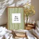 Framed How Lucky Are We Wall Art, Green Striped Pictures Wall Decor, Trendy Inspirational Quote Paintings Canvas Prints Preppy Home Decor for Living Room Bedroom Office Dorm 12x16 inch