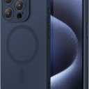 ESR for iPhone 15 Pro Case with MagSafe, Supports Magnetic Charging, Slim Liquid Silicone Case, Shock Absorbing, Screen and Camera Protection, Cloud Series, Dark Blue