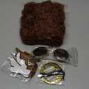 WILLBOND Hippie Afro Wig Disco Accessories Costume Set for Men Sunglasses Peace Sign Necklace Moustache for 50/60/70s Retro Theme Party (Brown)