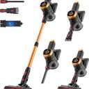 Tikom V500 Cordless Vacuum Cleaner for Home, 40000Pa/450W Stick Vacuum with LED Touch Screen, Charging Wall Dock, Anti-Tangle, Lightweight Handheld Vacuum for Pet Hair, Hard Floor, Carpet (Black & Gold)