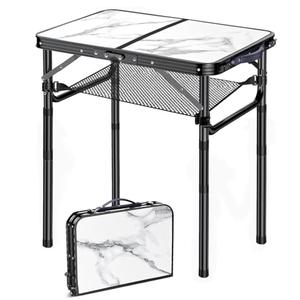Folding TV Trays Foldable Dinner Tray Table Adjustable Height Food Snack Eating Couch Side Table Study Aluminum Portable Sofa Tray End Table for Outdoor Indoor Camp Pinic Bed Couch Living Room(Marble)