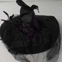 Bantoye Halloween Witch Hat for Women, Large Ruched Witch Hat with Feathers Spiders Cosplay Headwear Accessories for Party (Black)