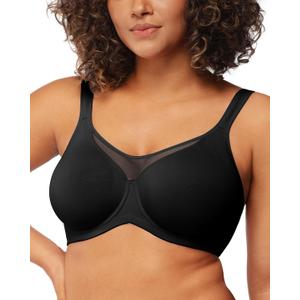 HSIA Minimizer Bras for Women Plus Size, Full Coverage Coolcomfort T Shirt Unlined Bra with Underwire for Heavy Breast (Black)