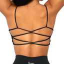 Danysu Backless Sports Bra Soft Workout Tops with Removable Padded Yoga Training Bras Strappy Going Out Top S