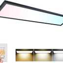 AIKVSXER 1PACK 1x4 LED Flat Panel Light Surface Mount LED Ceiling Light Black, 5500LM 50W TRIAC 10-100% Dimmable, 3000/4000/5000k Selectable Kitchen Ceiling Light Fixtures for Garage/Laundry