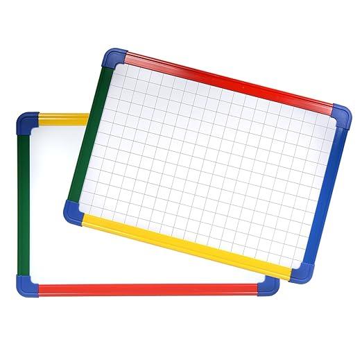 Show-me Framed Magnetic Whiteboards, Gridded/Plain – Drywipe and Whiteboard Pens – Ideal for Schools and Education
