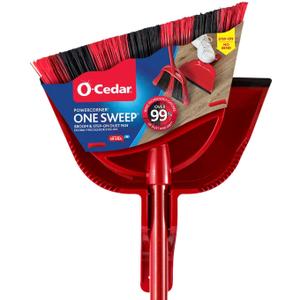 O-Cedar One Sweep Broom with Step-On Dustpan | Remove 99% with One | Lightweight Quiet Cleaning Tool | Ideal for Pet Owners