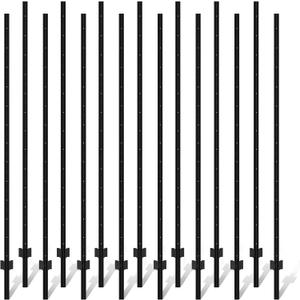 Metal Fence Post 7feet, Heavy Duty Garden Fence Post for Holding Wire Fence, Sign U Post Pack of 15 Sturdy Outdoor No Dig Fence Post for Garden Yard  Black