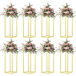 23.6inch 8 pcs Column Vases Gold Centerpieces for Table Metal Flower Stand Wedding Centerpieces Party