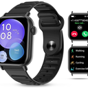 QTLLBT Smart Watch Sports Pedometer, Fitness Tracker Bluetooth Call Heart Rate Blood Oxygen Sleep Monitor,100 Sports Modes Waterproof for iOS Android Men's Women's Smart Watch (Black)
