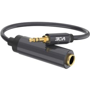 VCE 1/4 to 3.5mm Adapter, 3.5mm 1/8 inch Male to 6.35mm 1/4 inch Female Audio Jack for Headphone,Amplifiers, Guitar, Home Theater Devices - 8 inch