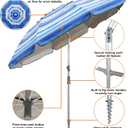Blissun 7.2' Beach Umbrella with Sand Anchor, Outdoor Portable Beach Umbrella for Sand with Tilt Pole, Carry Bag, Air Vent