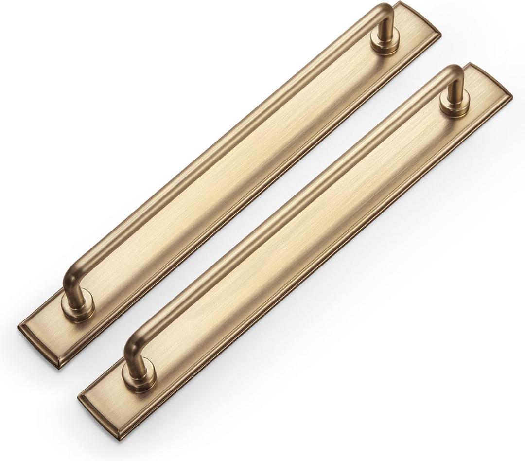 Goo-Ki 2 Pack 7 9/16" Center to Center Champagne Bronze Modern Cabinet Pulls with Backplate Solid Contemporary Home Improvement Hardware Drawer Pulls Zinc Alloy Kitchen Handles